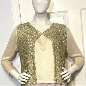 [Innocenti] Sequin Cream Cardigan w/ Tank